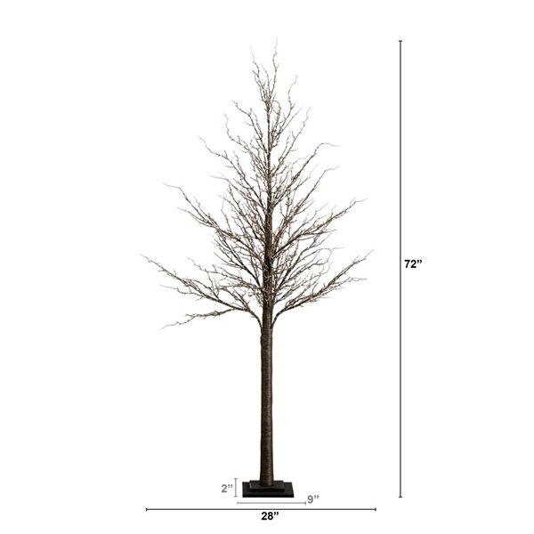 Nearly Natural 6-ft Pre-Lit Artificial Twig Tree with 480 Warm White LED Lights