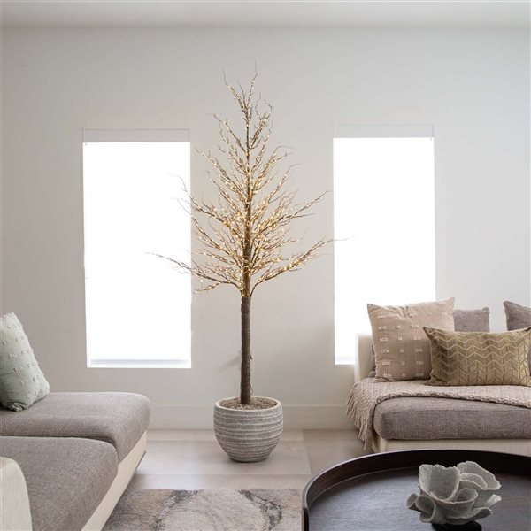 Nearly Natural 6-ft Pre-Lit Artificial Twig Tree with 480 Warm White LED Lights