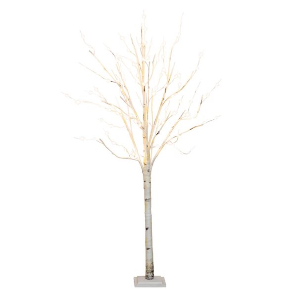 Nearly Natural 6-ft Pre-Lit Artificial White Birch Tree with 300 Warm White LED Lights