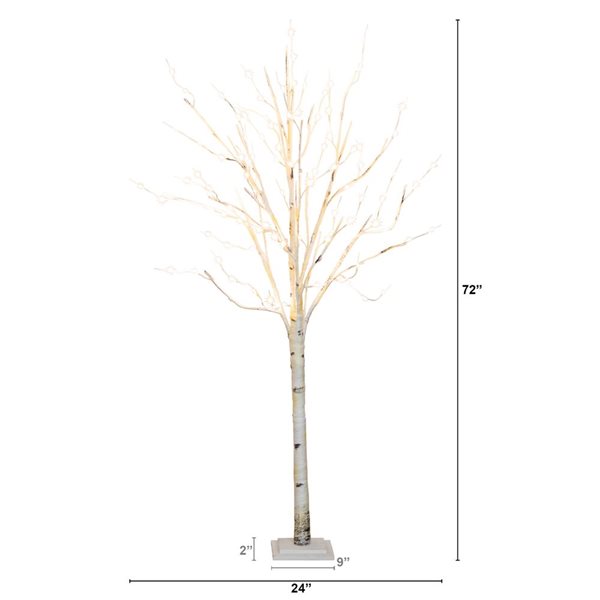 Nearly Natural 6-ft Pre-Lit Artificial White Birch Tree with 300 Warm White LED Lights