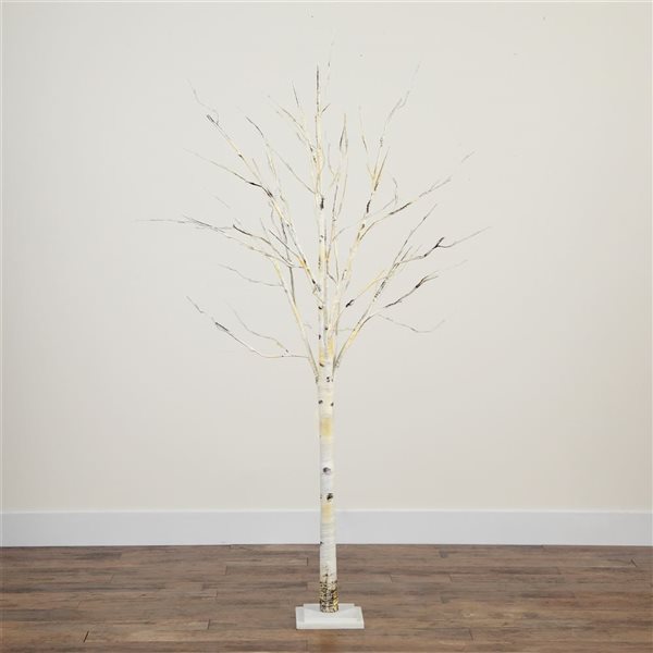 Nearly Natural 6-ft Pre-Lit Artificial White Birch Tree with 300 Warm White LED Lights