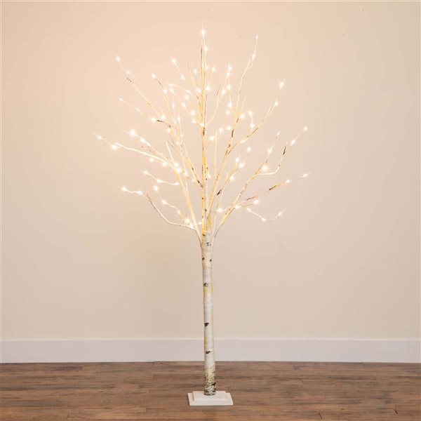 Nearly Natural 6-ft Pre-Lit Artificial White Birch Tree with 300 Warm White LED Lights