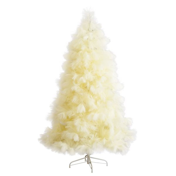 Nearly Natural 6-ft Artificial Off-White Pampas Grass Christmas Tree