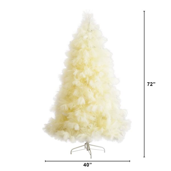 Nearly Natural 6-ft Artificial Off-White Pampas Grass Christmas Tree