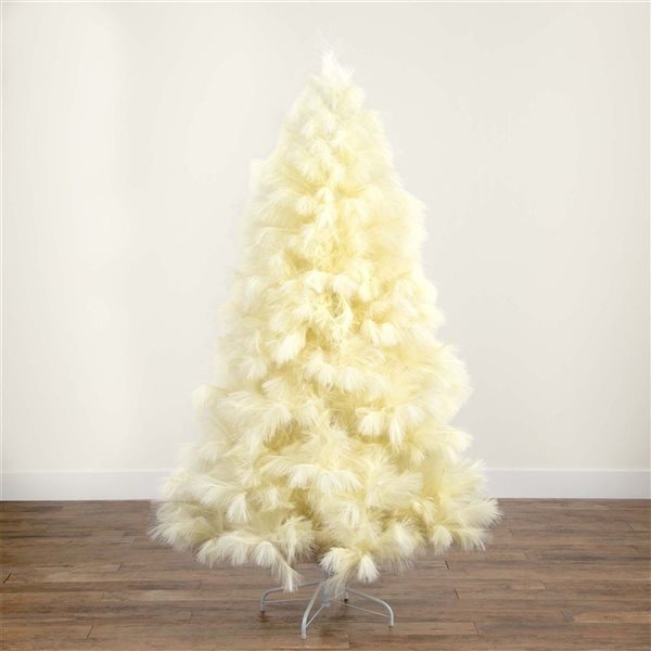Nearly Natural 6-ft Artificial Off-White Pampas Grass Christmas Tree