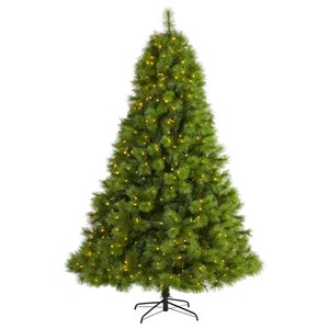 Nearly Natural 8-ft Green Scotch Pine Artificial Christmas Tree with 600 Clear LED Lights