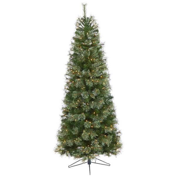 Nearly Natural 6.5-ft Cashmere Slim Artificial Christmas Tree with 350 Warm White Lights and 660 Bendable Branches