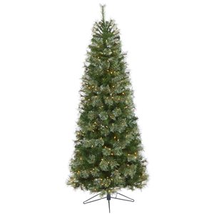 Nearly Natural 6.5-ft Cashmere Slim Artificial Christmas Tree with 350 Warm White Lights and 660 Bendable Branches