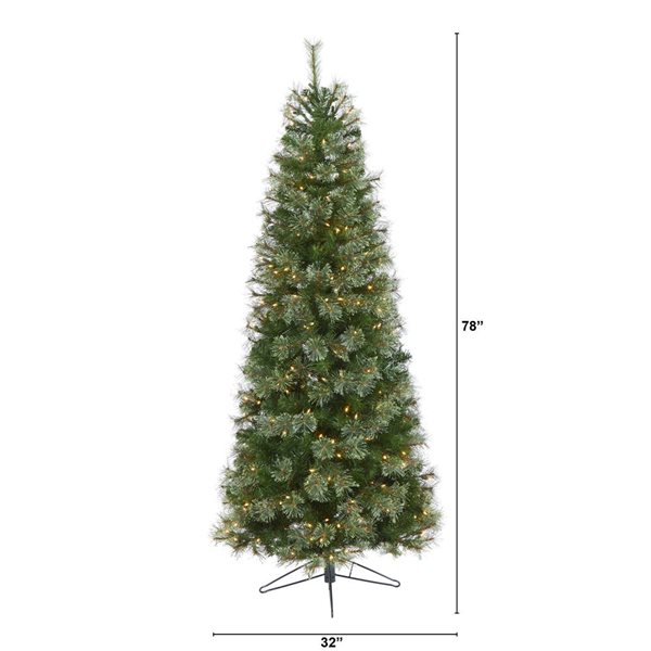 Nearly Natural 6.5-ft Cashmere Slim Artificial Christmas Tree with 350 Warm White Lights and 660 Bendable Branches