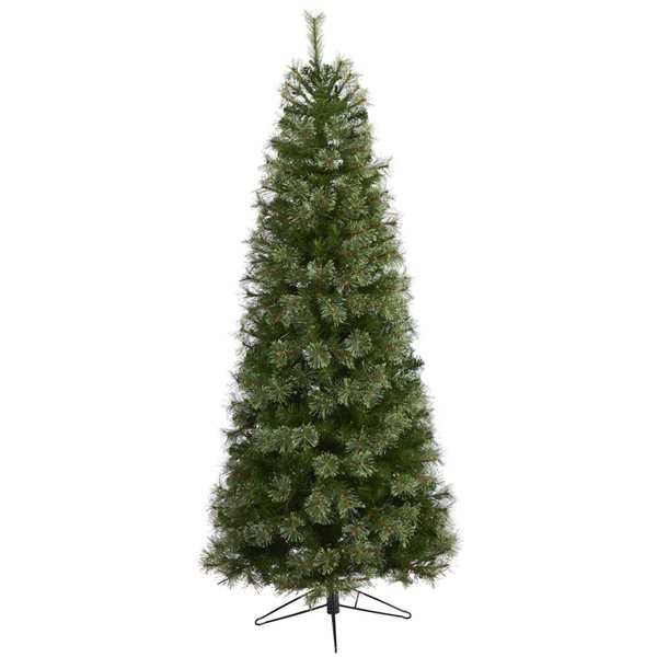 Nearly Natural 6.5-ft Cashmere Slim Artificial Christmas Tree with 350 Warm White Lights and 660 Bendable Branches