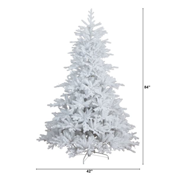 Nearly Natural 7-ft Pre-Lit Artificial White California Spruce Christmas Tree with 440 Color Changing LED Lights