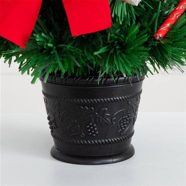 Nearly Natural 24-in Pre-Lit Fiber Optic Classic Star Topped Artificial Christmas Tree with Decorative Planter