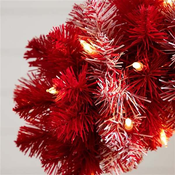 Nearly Natural 30-in Pre-Lit Artificial Candy Cane Christmas Tree with 100 Micro LED Lights