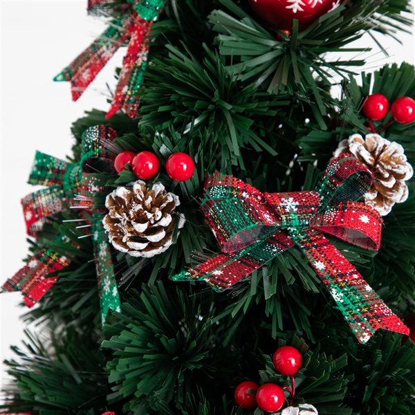 Nearly Natural 36-in Pre-Lit Fiber Optic Cosmopolitan Star Topped Artificial Christmas Tree with Decorative Planter