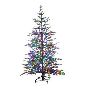 Nearly Natural 6-ft Pre-Lit Artificial Natural Fresh Cut Fir Christmas Tree with Instant Connect Technology