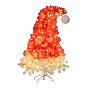 Nearly Natural 5-ft Pre-Lit Artificial Holiday Red Santa’s Hat Christmas Tree with 300 LED Lights and 720 Tips