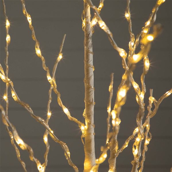 Nearly Natural 6-ft Pre-Lit Artificial White Birch Tree with 400 Color Changing LED Lights