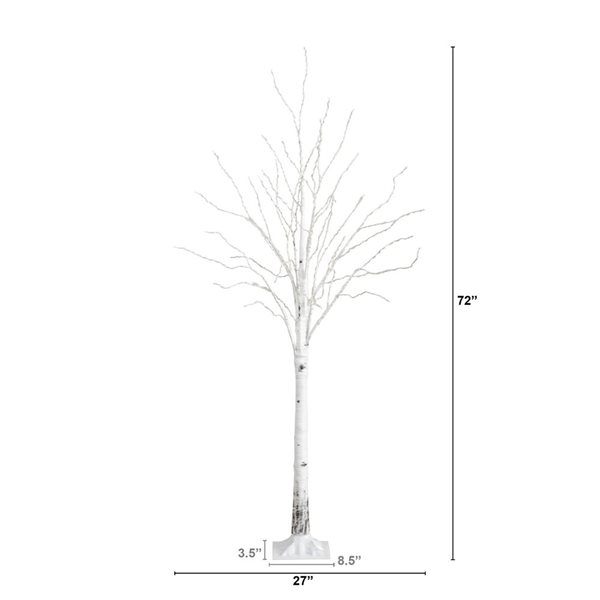 Nearly Natural 6-ft Pre-Lit Artificial White Birch Tree with 400 Color Changing LED Lights