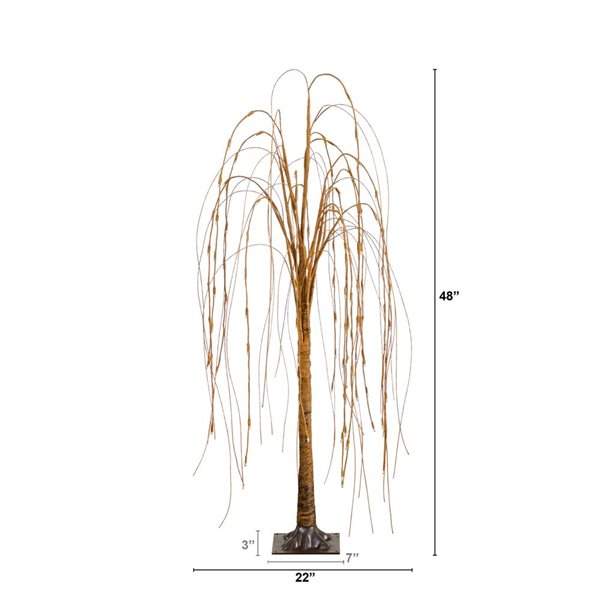 Nearly Natural 4-ft Pre-Lit Artificial Willow Tree with 120 Warm White LED Lights
