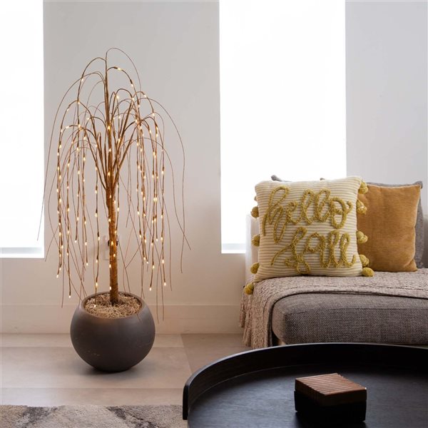 Nearly Natural 4-ft Pre-Lit Artificial Willow Tree with 120 Warm White LED Lights