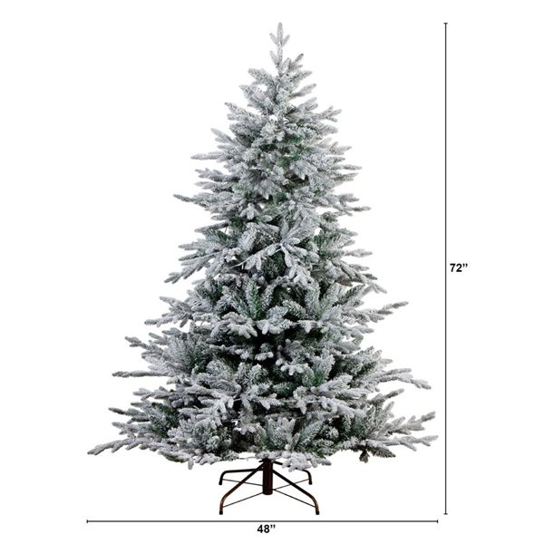 Nearly Natural 6-ft Pre-Lit Artificial Fraser Fir Flocked Christmas Tree with 280 Warm White LED Lights