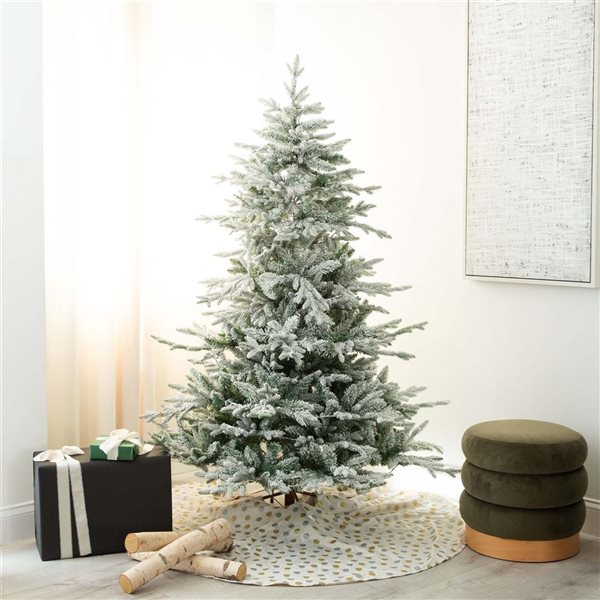 Nearly Natural 6-ft Pre-Lit Artificial Fraser Fir Flocked Christmas Tree with 280 Warm White LED Lights