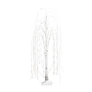 Nearly Natural 4-ft Pre-Lit Artificial White Weeping Willow Tree with 120 Warm White LED Lights