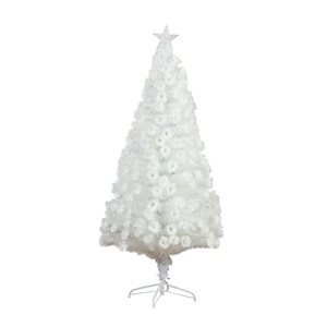 Nearly Natural 6-ft Pre-Lit Fiber Optic Artificial White Christmas Tree with Star Tree Topper