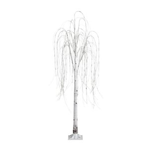 Nearly Natural 6-ft Pre-Lit Artificial White Weeping Willow Tree with 160 Warm White LED Lights