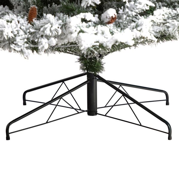 Nearly Natural 9-ft Flocked White River Mountain Pine Artificial Christmas Tree with Pinecones and 650 Clear LED Lights