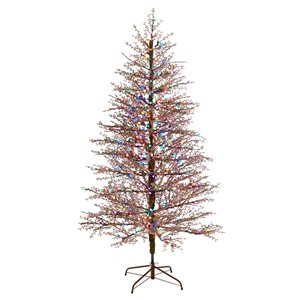 Nearly Natural 7-ft Frosted Berry Twig Artificial Christmas Tree with 450 Multicolored Gum Ball LED Lights