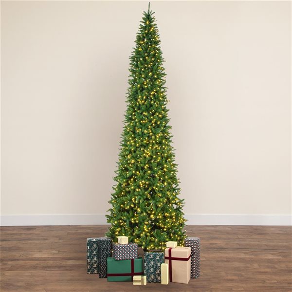 Nearly Natural 15-ft Artificial Slim Green Mountain Pine Christmas Tree with 1900 Warm White LED Lights
