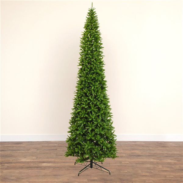 Nearly Natural 15-ft Artificial Slim Green Mountain Pine Christmas Tree with 1900 Warm White LED Lights