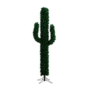 Nearly Natural 7-ft Pre-Lit Artificial Cactus Christmas Tree with 500 Micro LED Lights