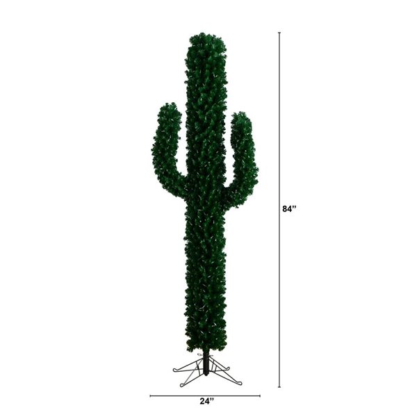 Nearly Natural 7-ft Pre-Lit Artificial Cactus Christmas Tree with 500 Micro LED Lights