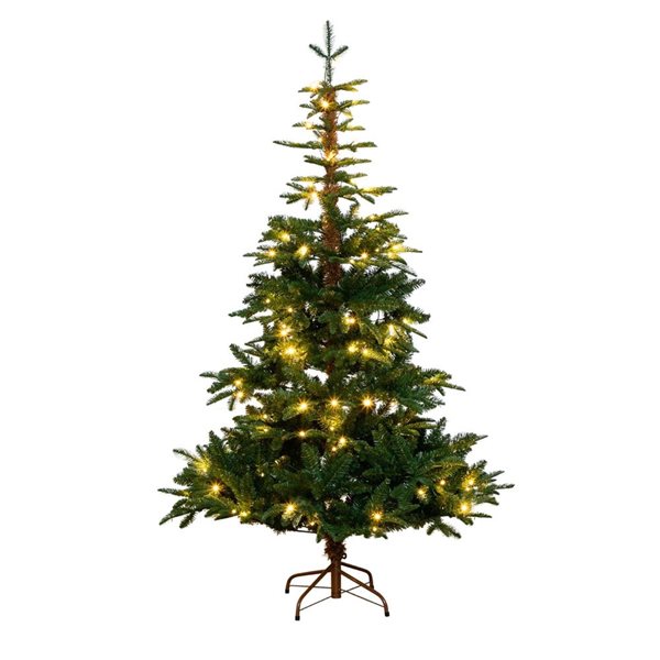 Nearly Natural 6-ft Pre-Lit Artificial Idaho Mixed Fir Christmas Tree with 130 Warm White LED Lights