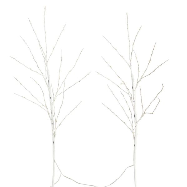 Nearly Natural 36-in Pre-Lit Artificial White Birch Branches with 150 Warm White LED Lights - Set of 2