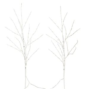 Nearly Natural 36-in Pre-Lit Artificial White Birch Branches with 150 Warm White LED Lights - Set of 2