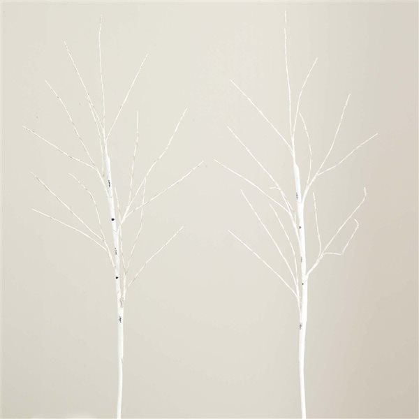 Nearly Natural 36-in Pre-Lit Artificial White Birch Branches with 150 Warm White LED Lights - Set of 2