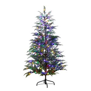 Nearly Natural 5-ft Pre-Lit Artificial Park City Pine Christmas Tree with 200 Multicolored LED Lights