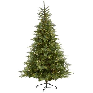 Nearly Natural 8-ft North Carolina Spruce Artificial Christmas Tree with 650 Clear Lights and 1303 Bendable Branches