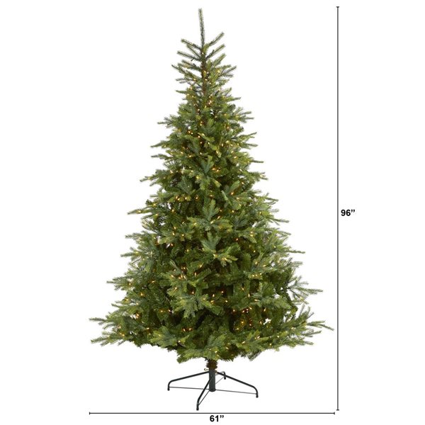 Nearly Natural 8-ft North Carolina Spruce Artificial Christmas Tree with 650 Clear Lights and 1303 Bendable Branches