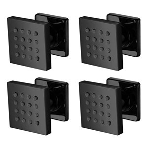 Agua Canada Victoria Matte Black Wall Mount Square Body Jets w/ 1 Spray Setting - 4-Pack