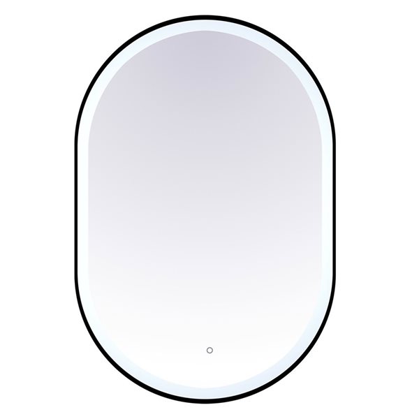 Agua Canada Olaf 24 x 36-in Matte Black Oval Frame LED Lighted Mirror 6000K w/ On/Off Switch