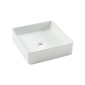 Agua Canada Fiona 16-in Glossy White Porcelain Above Counter Square Vessel Sink