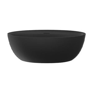 Agua Canada Bradley 73-in Matte Black Acrylic Freestanding Oval Bathtub w/ Centre Drain