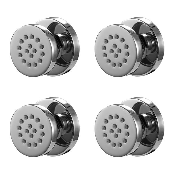 Agua Canada Vidia Polished Chrome Wall Mount Round Body Jets w/ 1 Spray Setting - 4-Pack