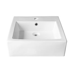 Lavabo-vasque carré sur plan Fosca d'Agua Canada 18 po blanc lustré en porcelaine