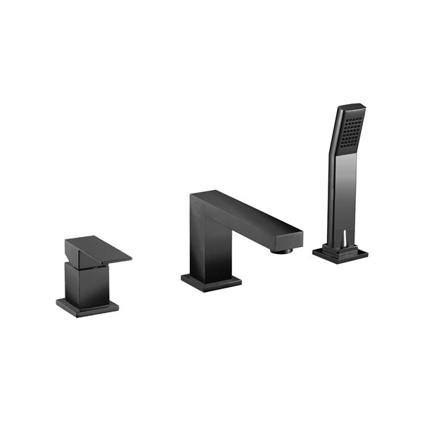 Agua Canada Salvatore Matte Black Single-Handle Deck-Mount Roman Bathtub Faucet with Hand-Held Shower