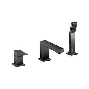 Agua Canada Salvatore Matte Black Single-Handle Deck-Mount Roman Bathtub Faucet with Hand-Held Shower